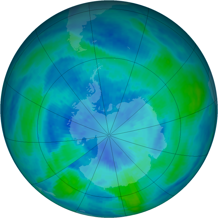 Antarctic ozone map for 28 March 1986